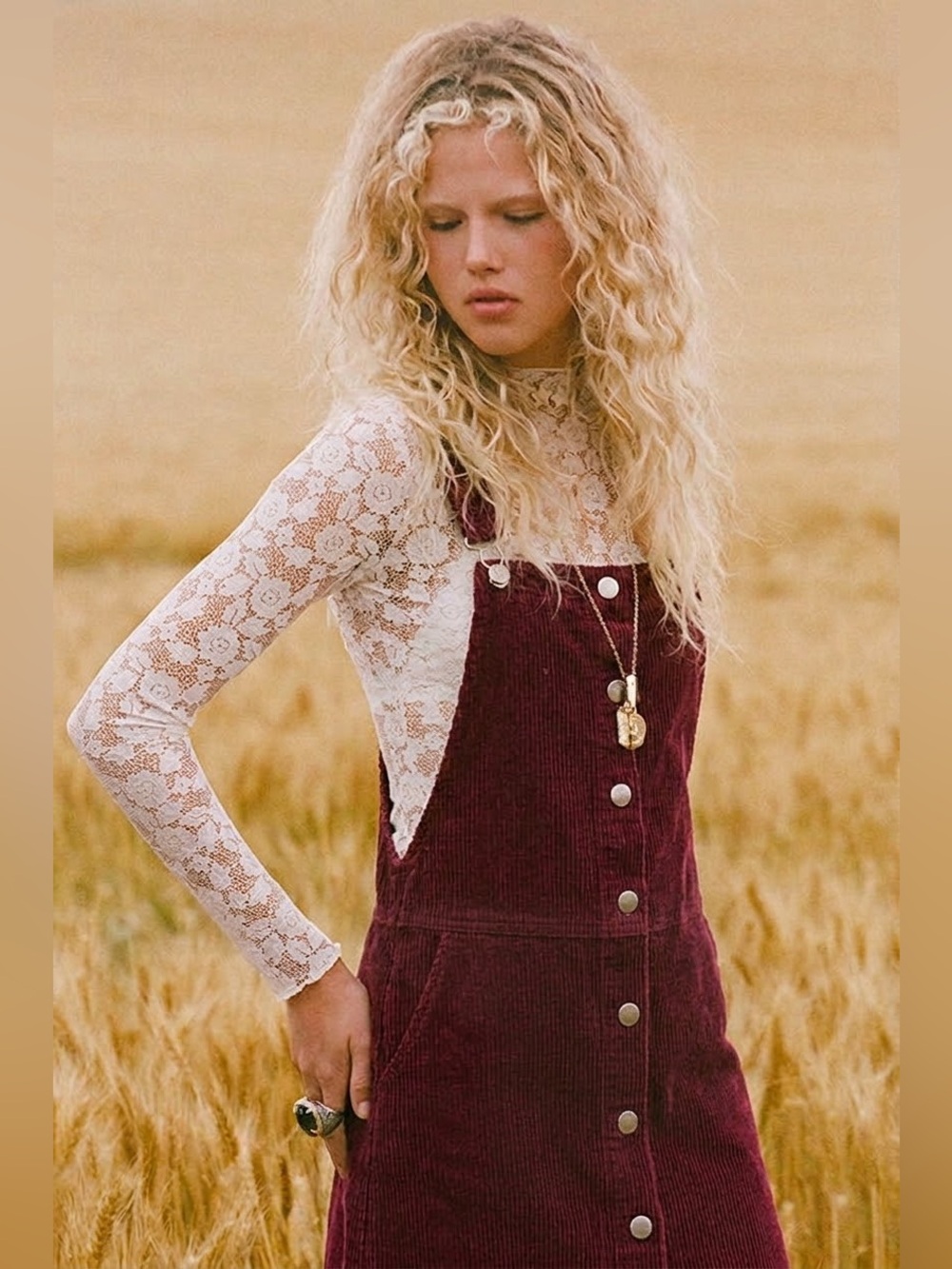 🍁Mi Ami by Franchesca’s Women’s Corduroy Overall Dress Jumper in Burgundy